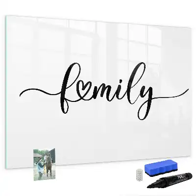 Magnetic glass dry erase board family text design