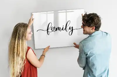Magnetic glass dry erase board family text design