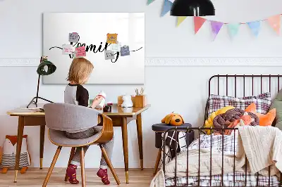 Magnetic glass dry erase board family text design