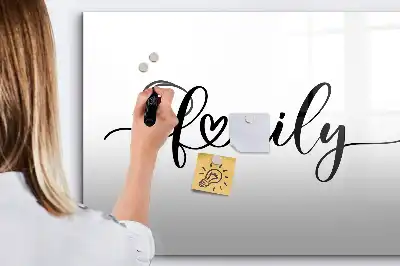 Magnetic glass dry erase board family text design