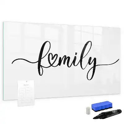 Magnetic glass dry erase board family text design