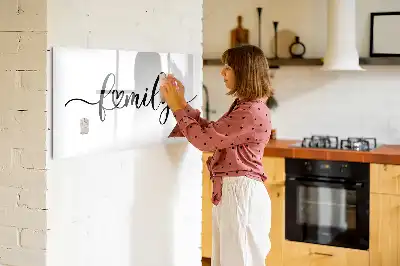 Magnetic glass dry erase board family text design