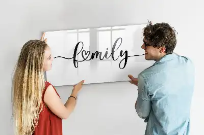 Magnetic glass dry erase board family text design