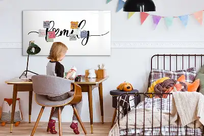 Magnetic glass dry erase board family text design