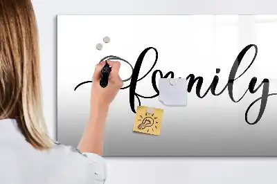 Magnetic glass dry erase board family text design