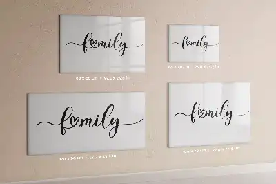 Magnetic glass dry erase board family text design