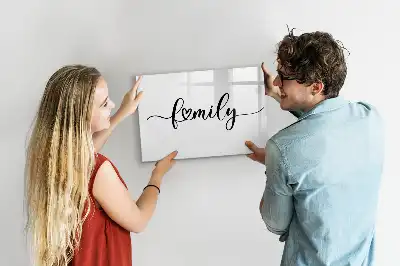 Magnetic glass dry erase board family text design