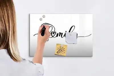 Magnetic glass dry erase board family text design