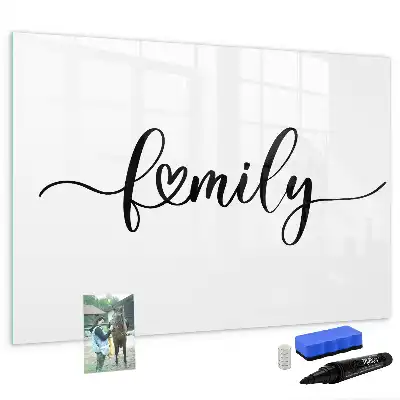 Magnetic glass dry erase board family text design