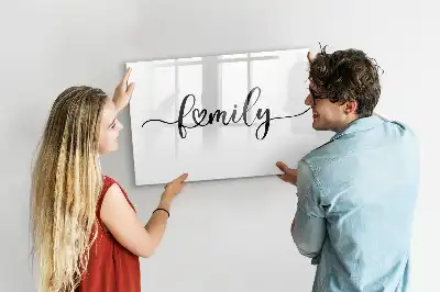 Magnetic glass dry erase board family text design