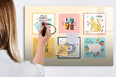 Magnetic marker board with motivational slogans