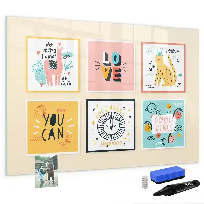 Magnetic marker board with motivational slogans