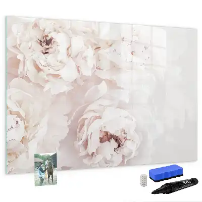 Magnetic glass dry erase board with peony roses print