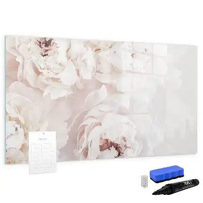 Magnetic glass dry erase board with peony roses print
