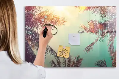 Magnetic marker board tropical palms design