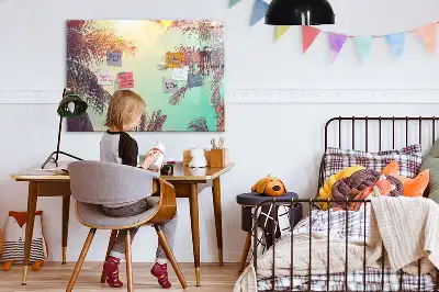 Magnetic marker board tropical palms design