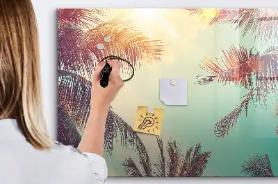 Magnetic marker board tropical palms design