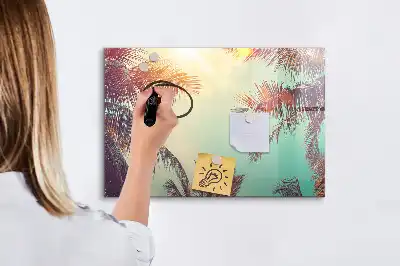 Magnetic marker board tropical palms design