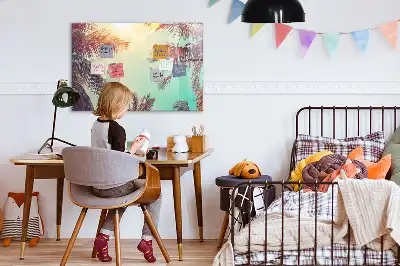 Magnetic marker board tropical palms design