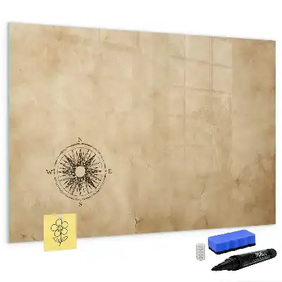 Magnetic glass dry erase board compass
