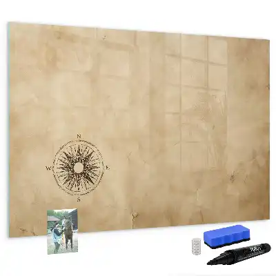 Magnetic glass dry erase board compass
