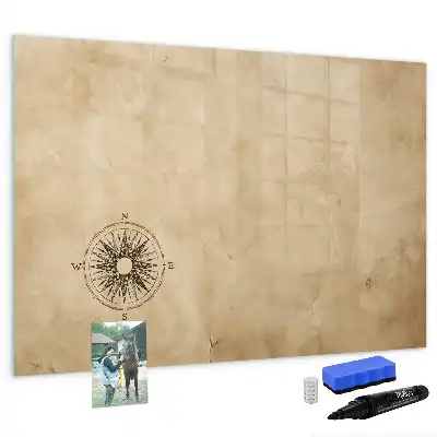 Magnetic glass dry erase board compass
