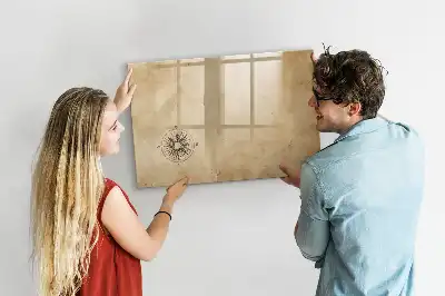 Magnetic glass dry erase board compass