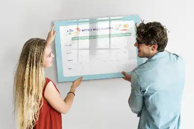 Magnetic glass dry erase board meal planner