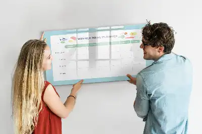 Magnetic glass dry erase board meal planner
