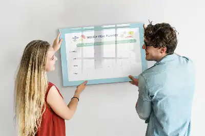 Magnetic glass dry erase board meal planner