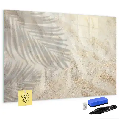 Magnetic glass dry erase board shadow on the sand