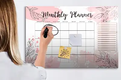 Magnetic marker board pink monthly planner