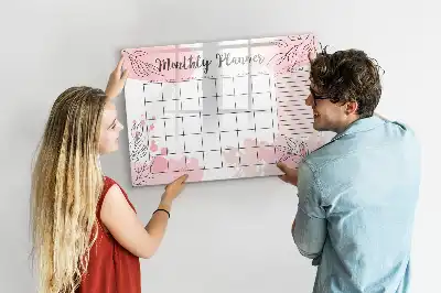 Magnetic marker board pink monthly planner