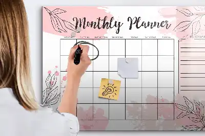 Magnetic marker board pink monthly planner