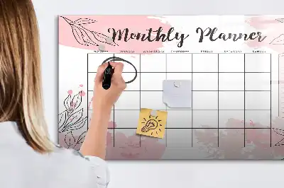 Magnetic marker board pink monthly planner