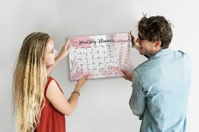 Magnetic marker board pink monthly planner