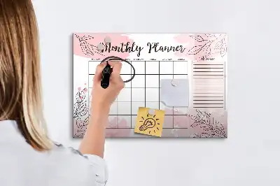 Magnetic marker board pink monthly planner