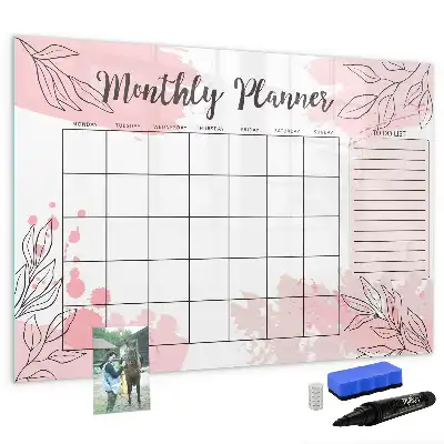 Magnetic marker board pink monthly planner