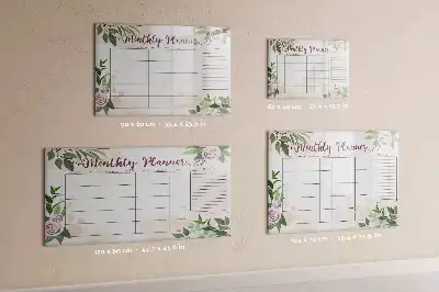 Magnetic glass dry erase board with roses planner design