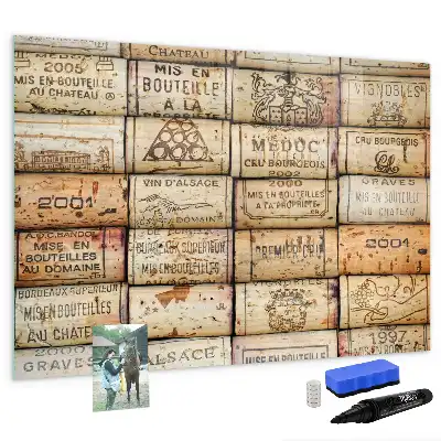 Magnetic glass dry erase board wine corks design