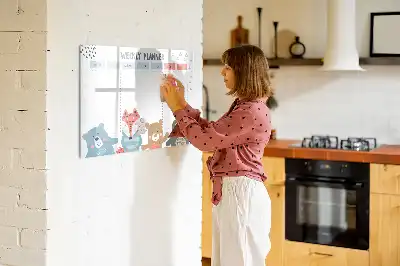 Magnetic marker board with weekly schedule layout