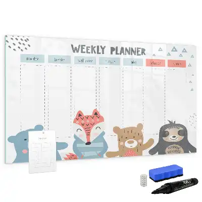Magnetic marker board with weekly schedule layout