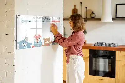 Magnetic marker board with weekly schedule layout
