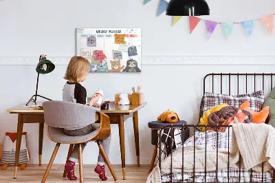 Magnetic marker board with weekly schedule layout