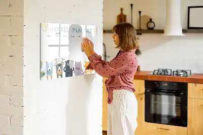 Magnetic glass dry erase weekly planner for children