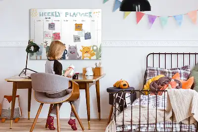 Magnetic glass dry erase weekly planner for children