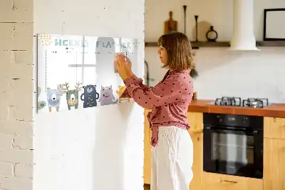 Magnetic glass dry erase weekly planner for children