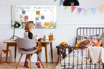 Magnetic glass dry erase weekly planner for children