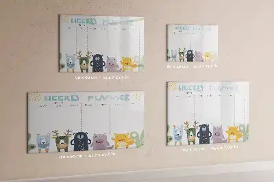 Magnetic glass dry erase weekly planner for children