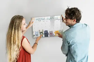 Magnetic glass dry erase weekly planner for children